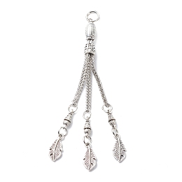 Honeyhandy Tibetan Style Alloy Curb Chain Tassel Big Pendants, Antique Silver & Platinum, Antique Silver & Platinum, 82x2mm, Hole: 5mm, Pendant: 15x6.5x1.5mm