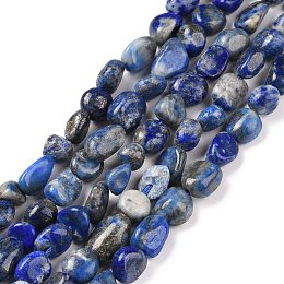 Natural Lapis Lazuli Beads Strands, Nuggets, 8~10x6~7x4~5mm, Hole: 0.6mm, about 51pcs/strand, 15.16''(38.5cm)