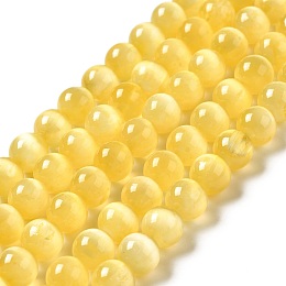 Natural Selenite Beads Strands, Grade A, Dyed, Round, Gold, 8.5mm, Hole: 0.8mm, about 46pcs/strand, 15.35''(39cm)