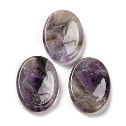 Honeyhandy Natural Amethyst Oval Worry Stone, Anxiety Healing Crystal Thumb Stone, 34~35x24~25x6~7mm