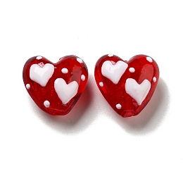 Honeyhandy Handmade Lampwork Beads, Heart, Red, 19~20.5x20~20.5x11.5~13.5mm, Hole: 2.5mm