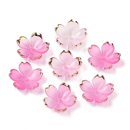 Acrylic Bead Caps, 5-Petal Flower, Camellia, 17.5x18x5mm, Hole: 1.2mm, 1162pcs/500g