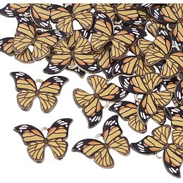 ARRICRAFT 100PCS Small Butterfly Charms, Butterfly Alloy Pendants, Enamel Butterfly Beads Pendants for DIY Bracelet Necklace Jewelry Making- Goldenrod