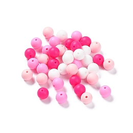 Honeyhandy Round Food Grade Eco-Friendly Silicone Focal Beads, Chewing Beads For Teethers, DIY Nursing Necklaces Making, Hot Pink, 12mm, Hole: 2.5mm, 4 colors, 10pcs/color, 40pcs/bag