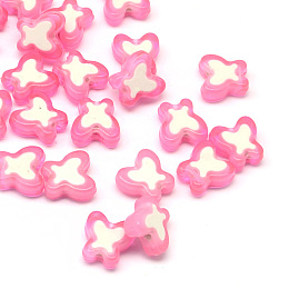 Transparent Butterfly Acrylic Beads, Bead in Bead, Hot Pink, 10x10x4mm, Hole: 2mm, about 1730pcs/500g