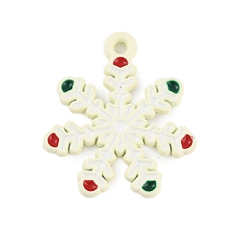 Christmas Theme Spray Painted Alloy Enamel Pendants, Snowflake, 22.5x20x1.5mm, Hole: 1.8mm