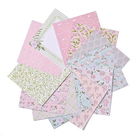 Arricraft Scrapbook Paper Pad, for DIY Album Scrapbook, Greeting Card, Background Paper, Square, Colorful, Floral Pattern, 15.2x15.2x0.02cm, 12sheets/bag