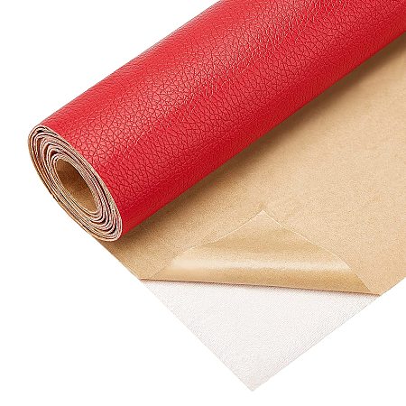 BENECREAT 11.8x53 Inch Adhesive Leather Repair Patch for Sofa Couch Car Seat Furniture (Red, 0.1cm Thick)