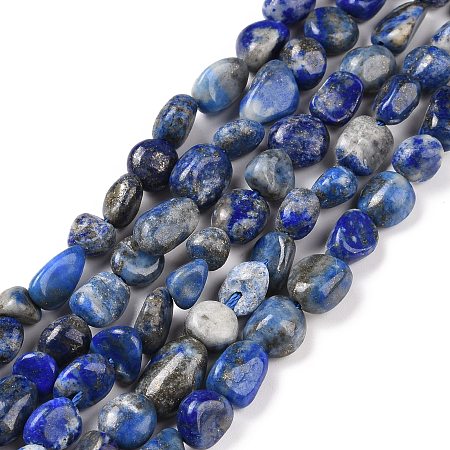 Natural Lapis Lazuli Beads Strands, Nuggets, 8~10x6~7x4~5mm, Hole: 0.6mm, about 51pcs/strand, 15.16''(38.5cm)