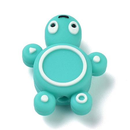 Honeyhandy Silicone Beads, Chewing Beads For Teethers, Turtle, Light Sea Green, 29x22x8mm, Hole: 3mm