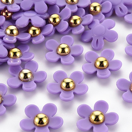ARRICRAFT Opaque Acrylic Beads, Flower, Medium Purple, 22x22.5x7~8mm, Hole: 1.4mm