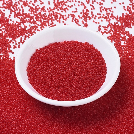 MIYUKI Round Rocailles Beads, Japanese Seed Beads, 11/0, (RR141F) Matte Transparent Ruby, 2x1.3mm, Hole: 0.8mm, about 1111pcs/10g