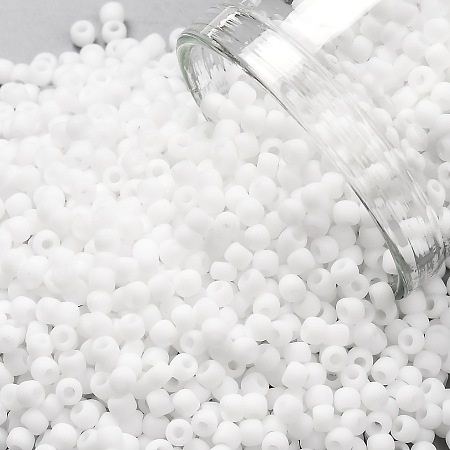 TOHO Round Seed Beads, Japanese Seed Beads, (41F) Opaque Frost White, 11/0, 2.2mm, Hole: 0.8mm, about 1103pcs/10g