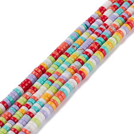 ARRICRAFT Synthetic Turquoise Beads Strands, Dyed, Heishi Beads, Flat Round/Disc, Colorful, 4x1mm, Hole: 1mm, 15.24~16.06 inch(38.7~40.8cm)