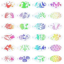 GORGECRAFT 24PCS Face Paint Stencils Body Painting Template Halloween Theme Skull Spider Witch Bat Pumpkin Pattern Reusable Soft Tattoo Stencils for Cosplay Halloween Party Body Makeup Art Painting