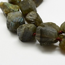 Honeyhandy Natural Labradorite Beads Strands, Nuggets, 17~30x15~25x11~20mm, Hole: 3mm, about 15~18pcs/strand, 15.75 inch(40cm)