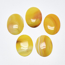 Honeyhandy Natural Banded Agate/Striped Agate Cabochons, Dyed, Oval, Gold, 40~41x30x7~9mm