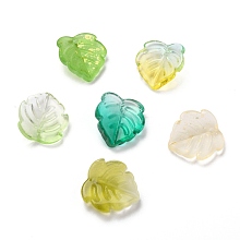 Honeyhandy Transparent Glass Pendants, Strawberry Leaf, Mixed Color, 15x14x4mm, Hole: 1mm