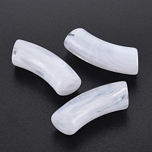 Honeyhandy Transparent Acrylic Beads, Imitation Gemstone Style, Curved Tube, White, 34x11.5x13mm, Hole: 3.5mm, about 150pcs/500g