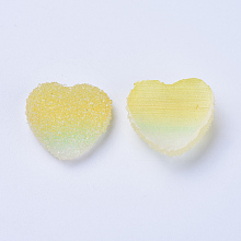 Honeyhandy Resin Cabochons, Two Tone, Heart, Champagne Yellow, 15~15.5x16.5~17x7mm