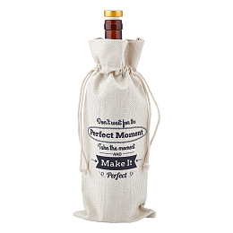 CREATCABIN Cotton Wine Gift Bag Don't Wait For The Perfect Moment Take The Moment And Make It Perfect Bags for Friends Client Teacher Housewarming Wedding Party Anniversary Christmas 5.91 x 13.39 Inch