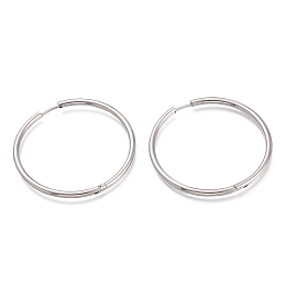 Honeyhandy Tarnish Resistant 201 Stainless Steel Huggie Hoop Earrings, with 304 Stainless Steel Pin, Hypoallergenic Earrings, Ring, Stainless Steel Color, 45x2.5mm, 10 Gauge, Pin: 1mm