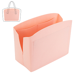 PandaHall Elite Felt Purse Organizer Insert, Women's Tote Bag Liner, with Alloy Zipper, Dark Salmon, 23x30x2.6cm