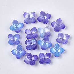 Honeyhandy Cellulose Acetate(Resin) Bead Caps, 4-Petal, Flower, Slate Blue, 14x14x6mm, Hole: 1.2mm