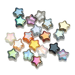 Honeyhandy Electroplate Glass Beads, Transparent/Opaque/Half Plated, Star, Mixed Color, 8x4mm, Hole: 1mm