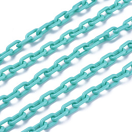 ARRICRAFT ABS Plastic Cable Chains, Oval, Cyan, 13.5~14x8x2mm, 14.9 inches~15.35 inches(38~39cm)/strand