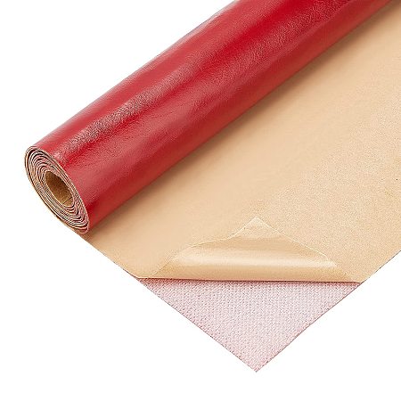 BENECREAT 11.8x53 Inch Adhesive Leather Repair Patch for Sofa Couch Car Seat Furniture (FireBrick, 0.1cm Thick)