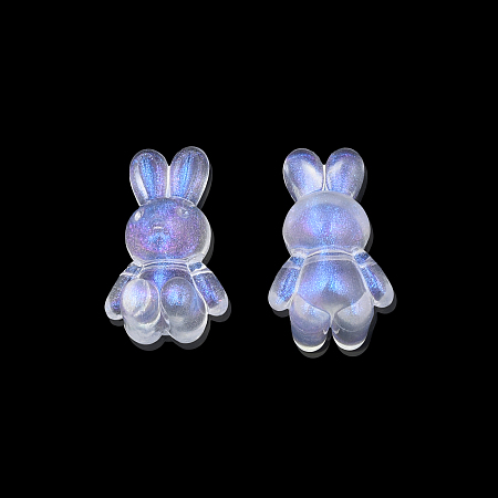 Honeyhandy Transparent Acrylic Beads, with Glitter Powder, Rabbit, Clear, 24.5x14.5x11mm, Hole: 2.5mm, about 300pcs/500g