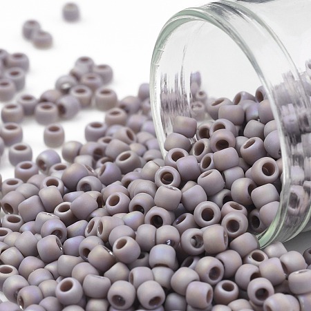 TOHO Round Seed Beads, Japanese Seed Beads, (412F) Purple Opaque Rainbow Matte, 8/0, 3mm, Hole: 1mm, about 1110pcs/50g