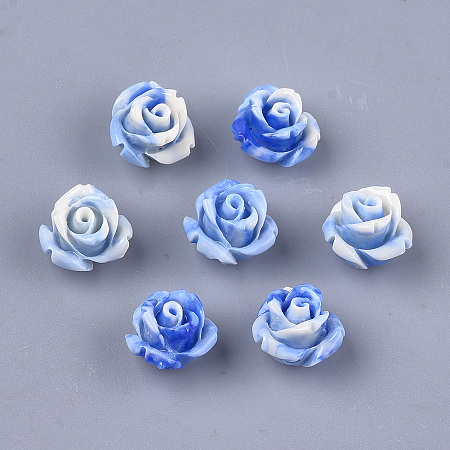 Honeyhandy Synthetic Coral Beads, Dyed, Flower, Royal Blue, 10x10.5x8mm, Hole: 1mm