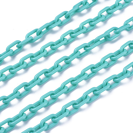 ARRICRAFT ABS Plastic Cable Chains, Oval, Cyan, 13.5~14x8x2mm, 14.9 inches~15.35 inches(38~39cm)/strand