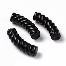 Honeyhandy Opaque Acrylic Beads, Twist, Curved Tube, Black, 33x12x8.5mm, Hole: 1.6mm, about 308pcs/500g