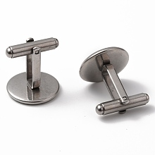 Honeyhandy 304 Stainless Steel Cuff Buttons, Cufflink Findings for Apparel Accessories, Stainless Steel Color, Tray: 16mm, 19.5x19x18mm