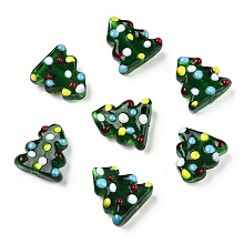 Christmas Themed Handmade Lampwork Beads, Christmas Tree, 17x15mm