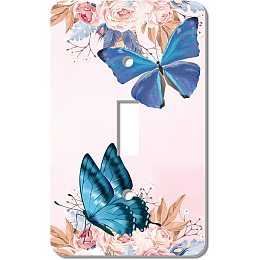 CREATCABIN 2Pcs Butterfly Flower Single Gang Toggle Light Switch Wall Plate Cover Decorative Acrylic Electrical Outlet Wallplates for Bathroom Bedroom Kitchen, 2.7 x 4.6 Inch