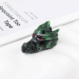 Honeyhandy Natural Ruby in Zoisite Sculpture Display Decorations, for Home Office Desk, Dragon Head, 36.5~38x20.5x20.5~22.5mm