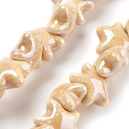 Handmade Porcelain Beads, Starfish, Wheat, 12x10.5x6mm, Hole: 2mm, about 40pcs/strand, 116.14''(295cm)