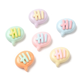 Honeyhandy Cartoon Opaque Reisn Cabochons, for Jewelry Making, Mixed Color, Word, 11.5x13x6mm