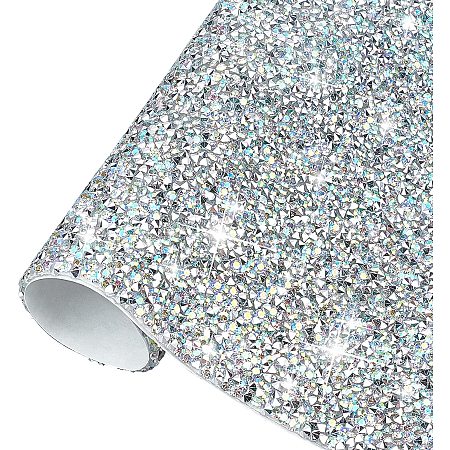 FINGERINSPIRE Bling Crystal Resin Rhinestones Sticker Sheet (Sliver AB, 15.5x9.3 Inch) DIY Self-Adhesive Glitter Sticker for Shoes Clothing Phone Case Car Christmas Halloween Decorations