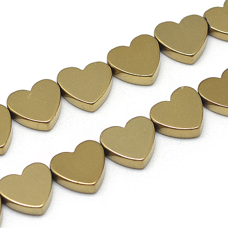 Honeyhandy Electroplate Non-magnetic Synthetic Hematite Beads Strands, Heart, Golden Plated, 6x5.5x2mm, Hole: 0.5mm, about 68pcs/strand, 15.7 inch