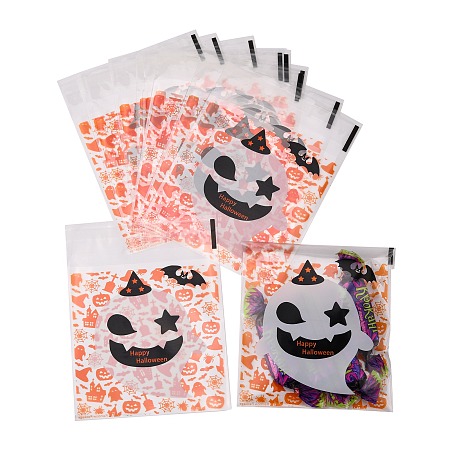 Honeyhandy Rectangle Plastic Cellophane Bags, for Halloween, Red, 13x10cm, Unilateral Thickness: 0.035mm, Inner Measure: 10x10cm, about 96~100pcs/bag