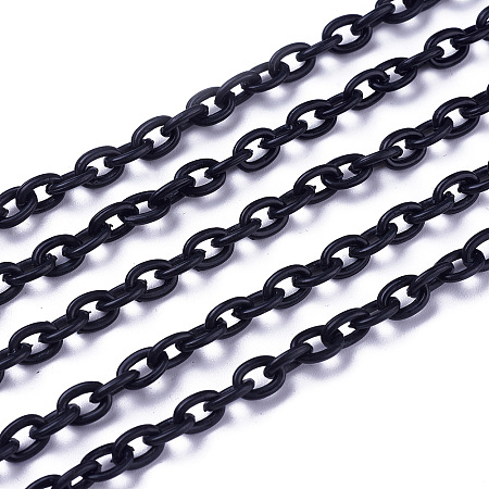 Honeyhandy ABS Plastic Cable Chains, Oval, Black, 14.96 inch~15.35 inch(38~39cm), 5.5~6mm
