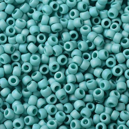 TOHO Round Seed Beads, Japanese Seed Beads, (413F) Turquoise Opaque Rainbow Matte, 8/0, 3mm, Hole: 1mm, about 222pcs/10g