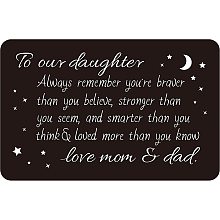 FINGERINSPIRE 3x2 Inch Inspirational Wallet Card Gifts, Encouragement Birthday Gifts to Daughter from Mom Dad, Permanent Engraving Wallet Insert- Always Remember You are Braver Than You Believe