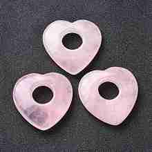 Honeyhandy Natural Rose Quartz Pendants, Heart, 39.5~41.5x40~41.5x7.5~8.5mm, Hole: 12~14.5mm