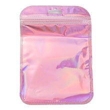 Honeyhandy Plastic Glitter Holographic Packaging Yinyang Zip Lock Bags, Top Self Seal Pouches, Rectangle, Pink, 15x10.5x0.15cm, Unilateral Thickness: 2.5 Mil(0.065mm)